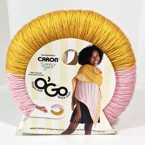 Caron Simply Soft O'Go Tangle Free Yarn, Soft Pink/Gold, 250 Yds